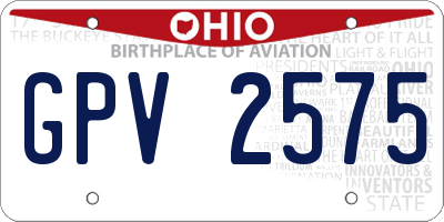 OH license plate GPV2575
