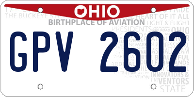 OH license plate GPV2602