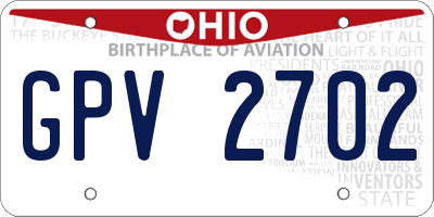 OH license plate GPV2702