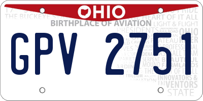 OH license plate GPV2751