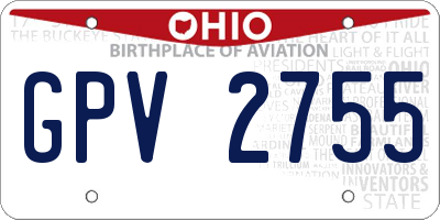 OH license plate GPV2755