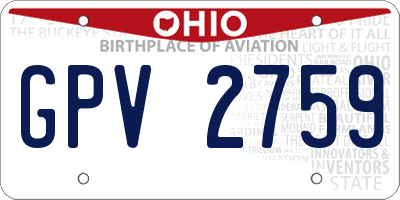 OH license plate GPV2759
