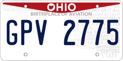 OH license plate GPV2775