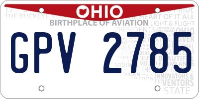 OH license plate GPV2785