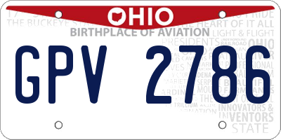 OH license plate GPV2786