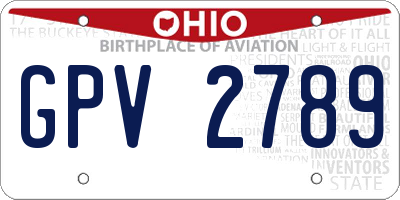 OH license plate GPV2789