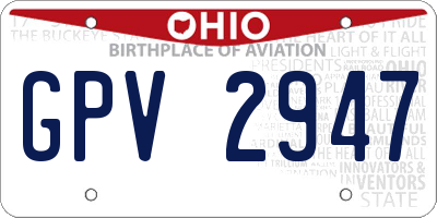 OH license plate GPV2947