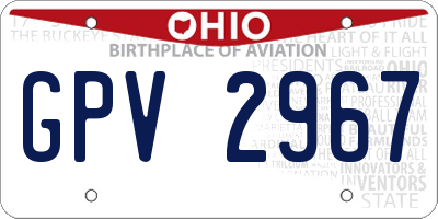 OH license plate GPV2967