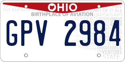 OH license plate GPV2984
