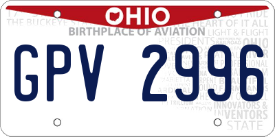 OH license plate GPV2996