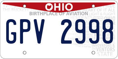 OH license plate GPV2998