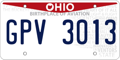 OH license plate GPV3013