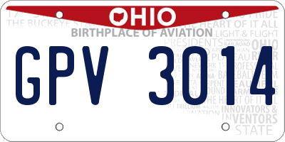 OH license plate GPV3014