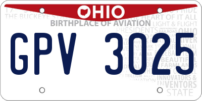 OH license plate GPV3025