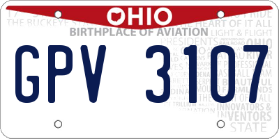OH license plate GPV3107