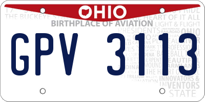 OH license plate GPV3113
