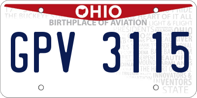 OH license plate GPV3115