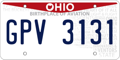 OH license plate GPV3131