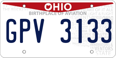 OH license plate GPV3133