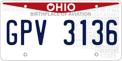 OH license plate GPV3136