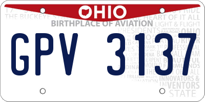 OH license plate GPV3137