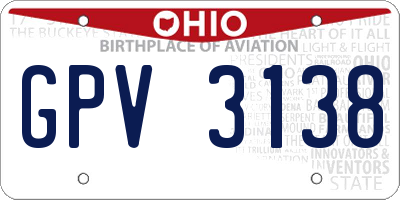 OH license plate GPV3138