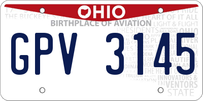 OH license plate GPV3145
