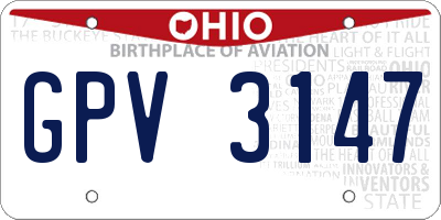 OH license plate GPV3147