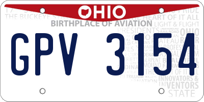 OH license plate GPV3154