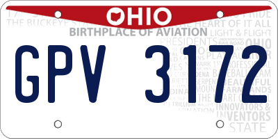 OH license plate GPV3172