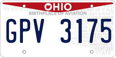 OH license plate GPV3175