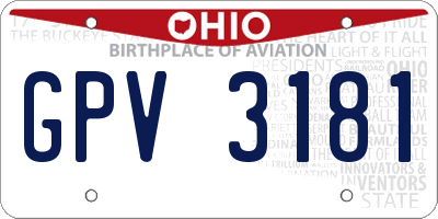 OH license plate GPV3181