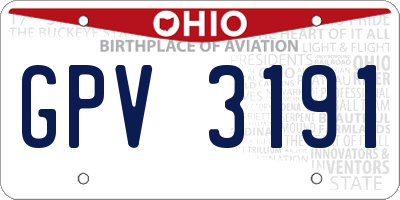 OH license plate GPV3191