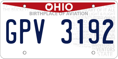 OH license plate GPV3192