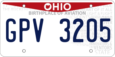 OH license plate GPV3205