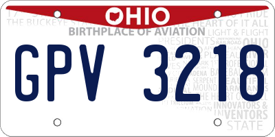 OH license plate GPV3218