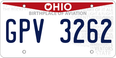 OH license plate GPV3262