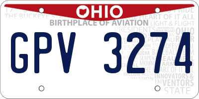 OH license plate GPV3274