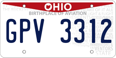 OH license plate GPV3312