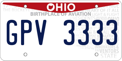 OH license plate GPV3333