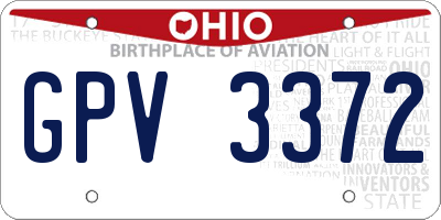 OH license plate GPV3372