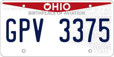 OH license plate GPV3375
