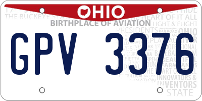 OH license plate GPV3376