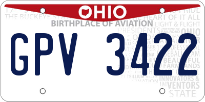 OH license plate GPV3422