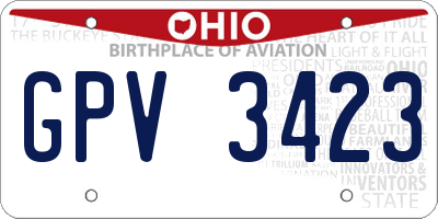 OH license plate GPV3423