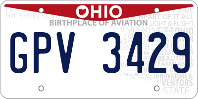 OH license plate GPV3429