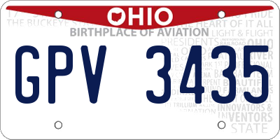 OH license plate GPV3435