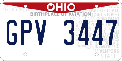 OH license plate GPV3447