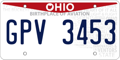 OH license plate GPV3453