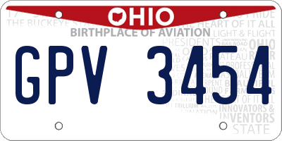 OH license plate GPV3454